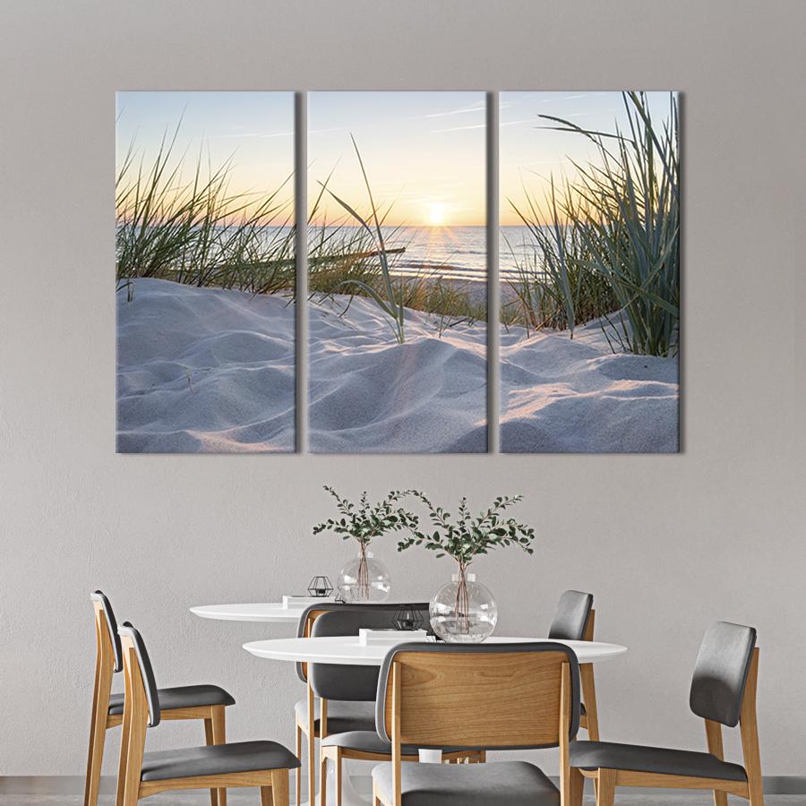 Модульная картина триптих Пляжная трава на берегу Балтийского моря 78x48 см (436-31)