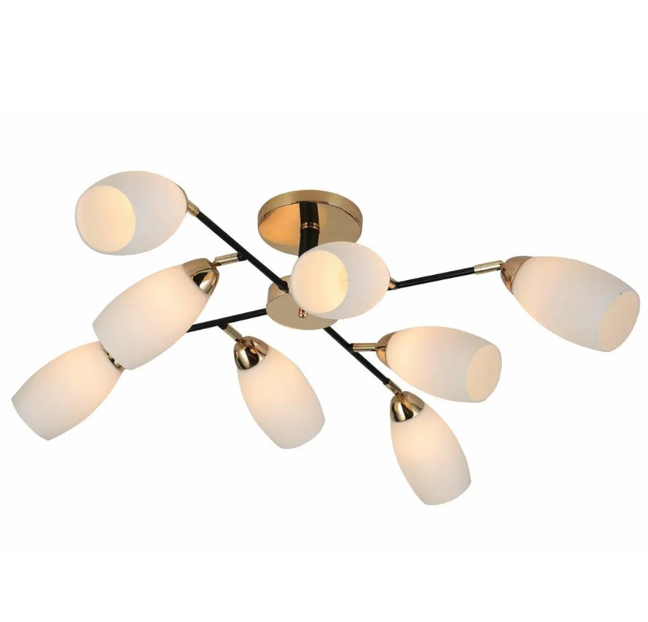 Люстра Sirius на вісім матових плафонів під лампу Е27 Золотий/Чорний (G 07086/8 GD+Matte black)