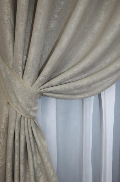 Комплект штор у вітальню на люверсах SULTAN XO жаккард 1,5х2,5 м 2 шт. Капучино (1143ш) - фото 2