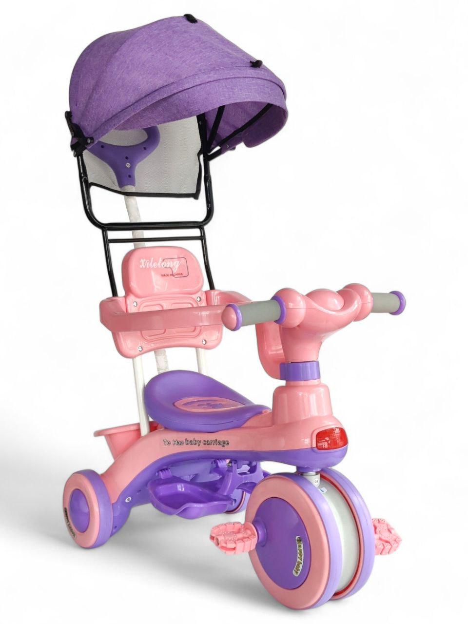 Детский велосипед с родительской ручкой и козырьком Xilelong XLT618-2 трехколесный до 60 кг Фиолетовый (XLT618-2r-s1) - фото 1 Детский велосипед с родительской ручкой и козырьком Xilelong XLT618-2 трехколесный до 60 кг Фиолетовый (XLT618-2r-s1) - фото 1