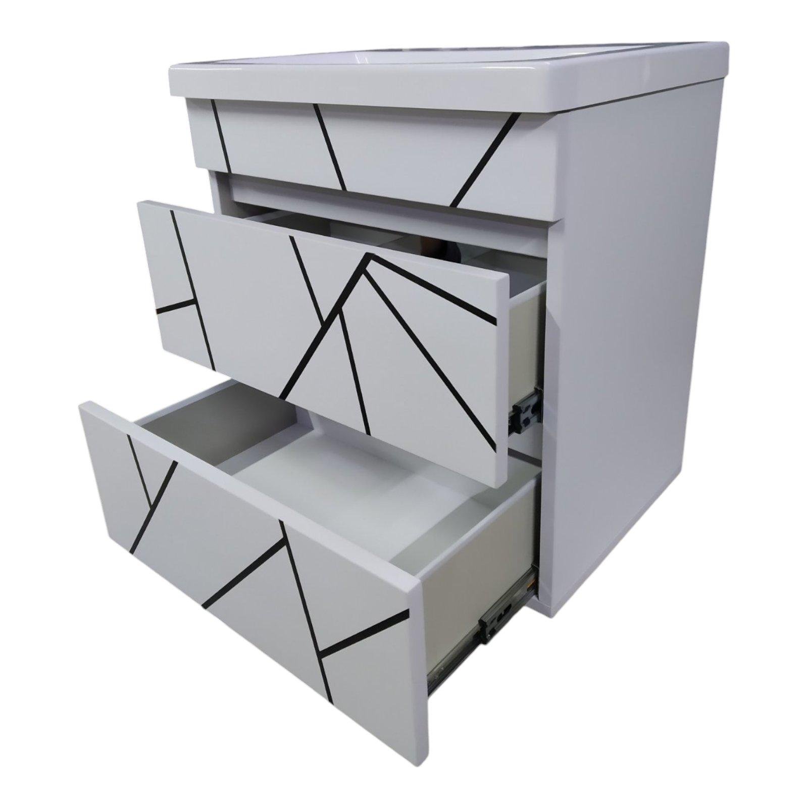 Тумба подвесная для ванной комнаты пластиковая Mikola-M Atlant Chaos 80 см White/Black (2383) - фото 4 Тумба подвесная для ванной комнаты пластиковая Mikola-M Atlant Chaos 80 см White/Black (2383) - фото 4