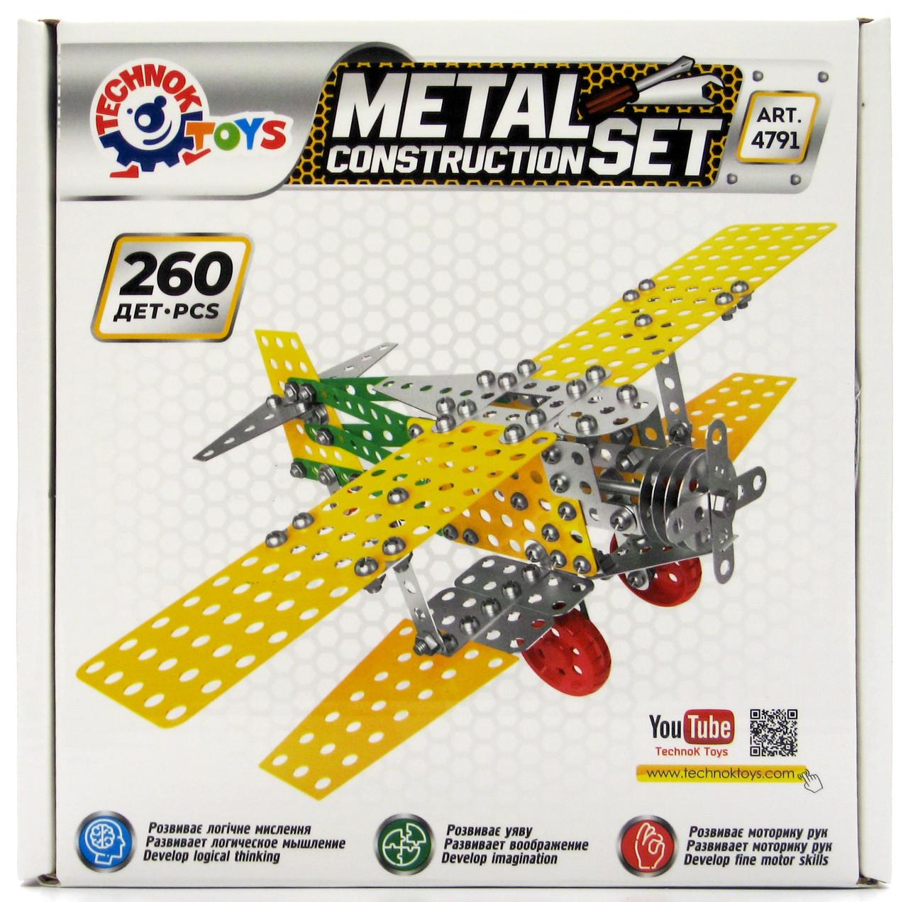 Конструктор металевий Літак-біплан ТехноК 4791 260 деталей - фото 2 Конструктор металевий Літак-біплан ТехноК 4791 260 деталей - фото 2