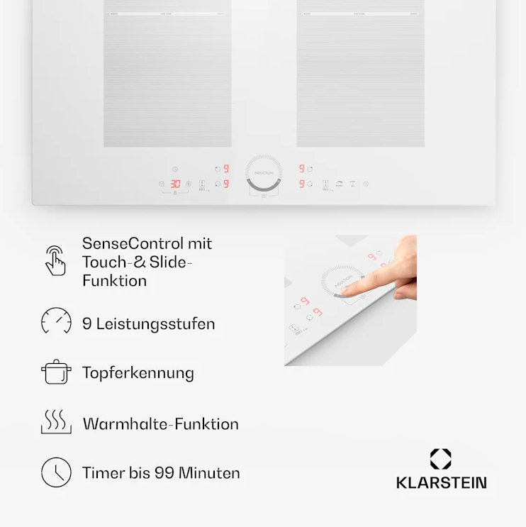 Индукционная плита Klarstein Delicatessa 70 Flex Варочная панель для кухни 7000 Вт (10045604) - фото 2 Индукционная плита Klarstein Delicatessa 70 Flex Варочная панель для кухни 7000 Вт (10045604) - фото 2