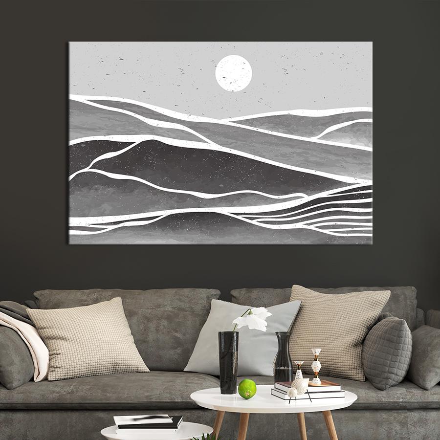 Настенний декор Серые абстрактные волны 80x54 см (1830-1)