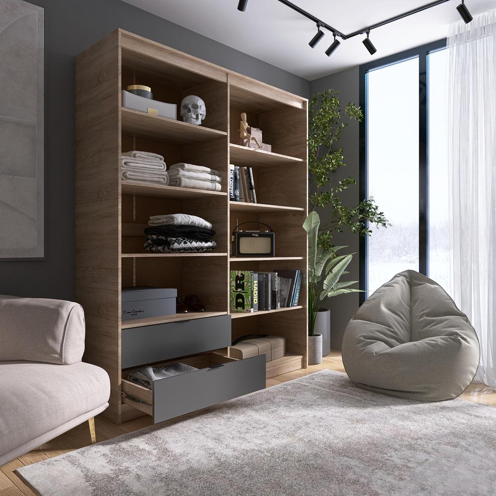 Шкаф распашной для одежды с выдвижными ящиками Эверест Сити-1600 160,2x50x204,6 см Дуб сонома/Графит (EVR-071120) - фото 4 Шкаф распашной для одежды с выдвижными ящиками Эверест Сити-1600 160,2x50x204,6 см Дуб сонома/Графит (EVR-071120) - фото 4