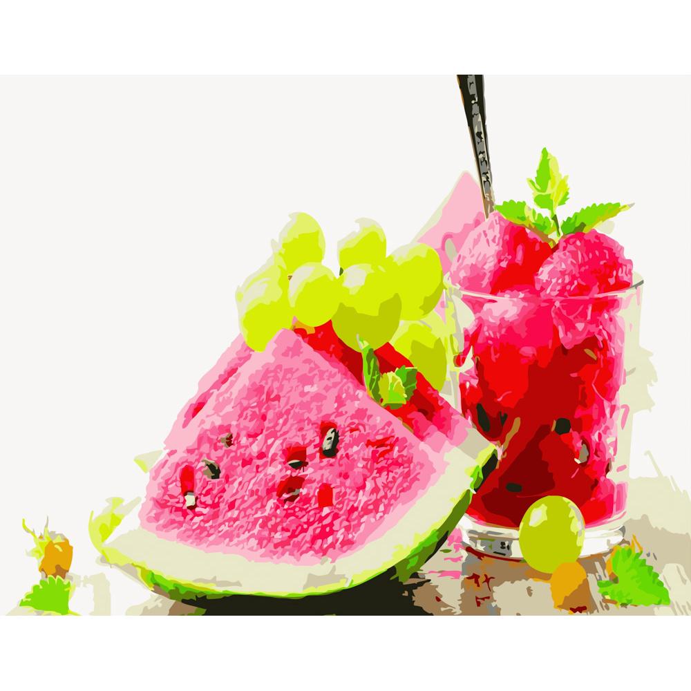 Картина по номерам Strateg Премиум Арбуз и виноград 40х50 см (GS462)