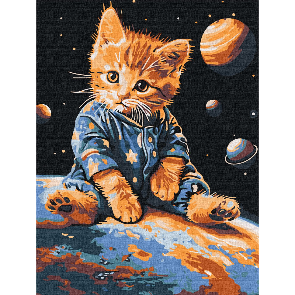 Картина по номерам Ideyka Звездный котик 30x40 см (KHO6646)