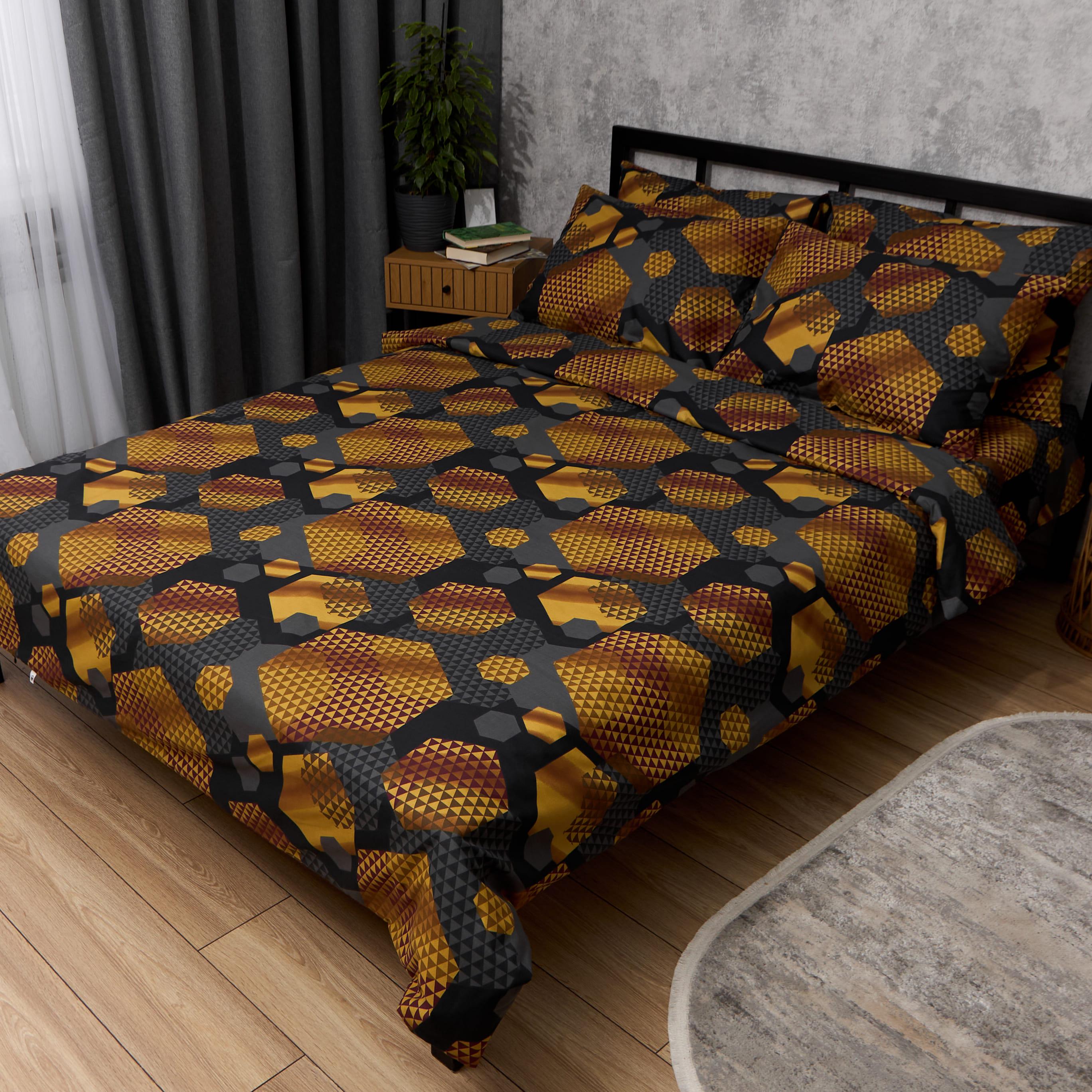 Комплект постельного белья Moon&Star Бязь Gold Люкс Honeycomb Gold King Size 220x240 см наволочки 2 шт. 70х70 см (MS-820014072)
