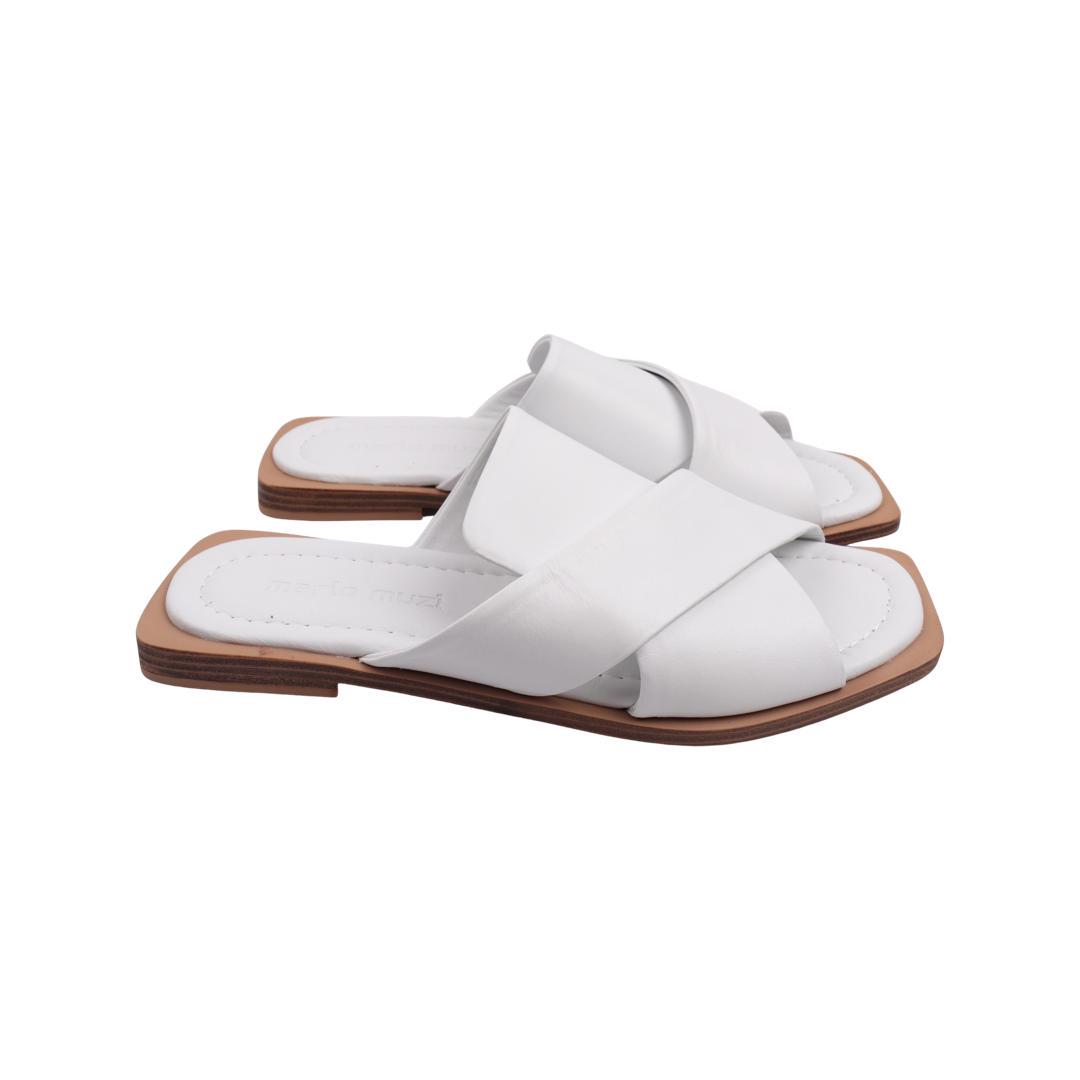 Шлепанцы женские Mario Muzi из кожи р. 38 Белый (671-22LSHC)