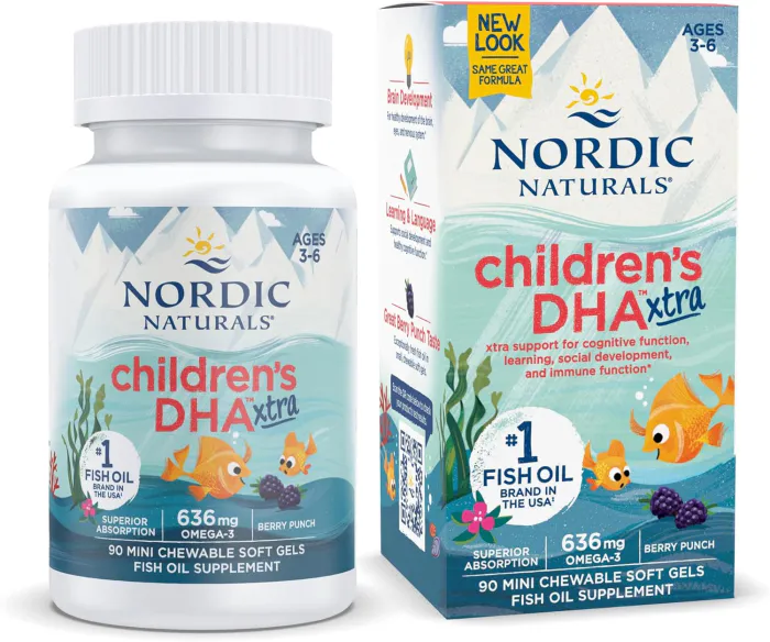 Nordic Naturals Children's DHA Xtra для детей от 3 до 6 лет ягодный вкус 636 мг 90 капсул