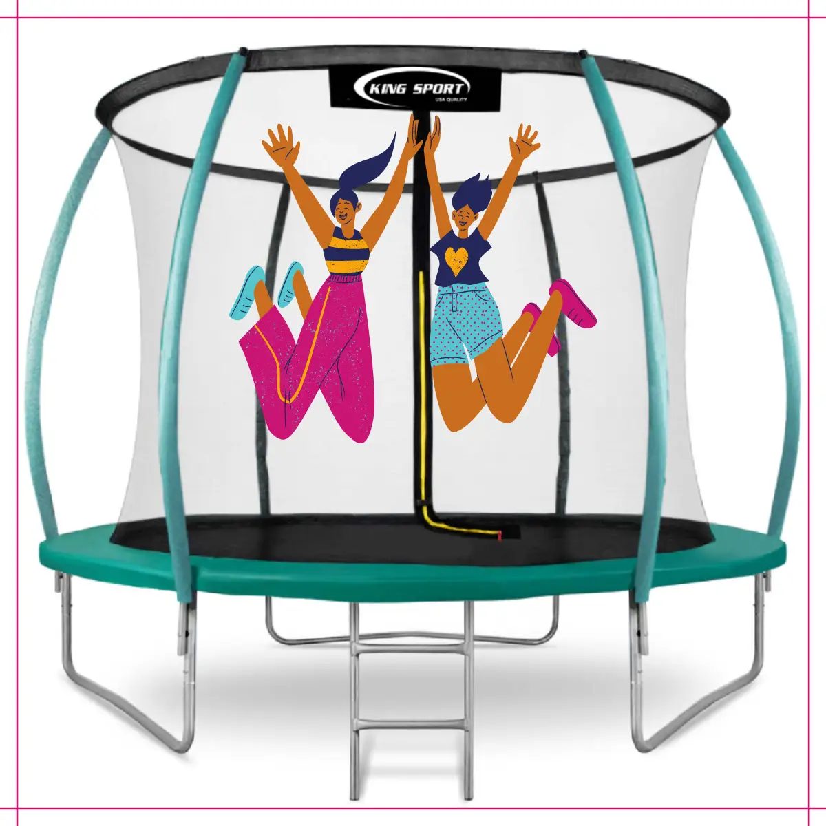 Батут дитячий King Sport PRO з внутрішньою захисною сіткою та драбиною 312 см до 150 кг (KI-A312CMGR) - фото 5 Батут дитячий King Sport PRO з внутрішньою захисною сіткою та драбиною 312 см до 150 кг (KI-A312CMGR) - фото 5