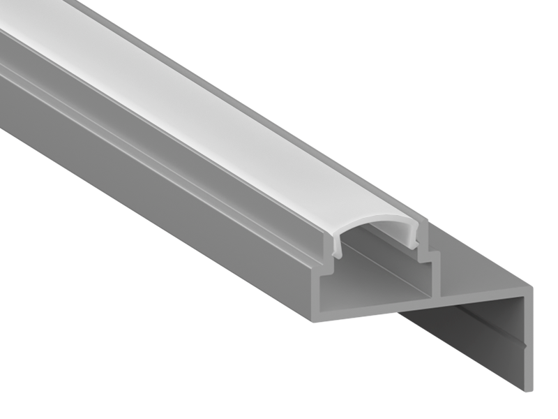 Профиль алюминиевый LEDUA АЛ-116 с рассеивателем для LED ленты накладной торцевой 2.97 м Серый (9469)