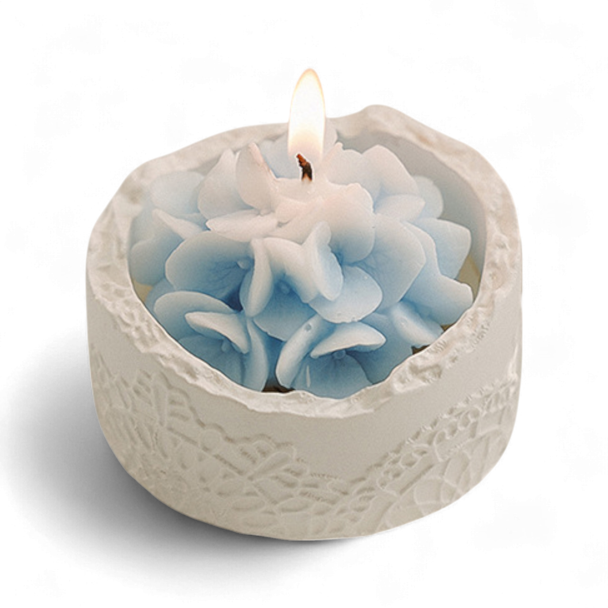 Аромасвеча JYX в гипсовой чаше Гортензия Голубая фруктовый аромат в подарочной коробке (0005)