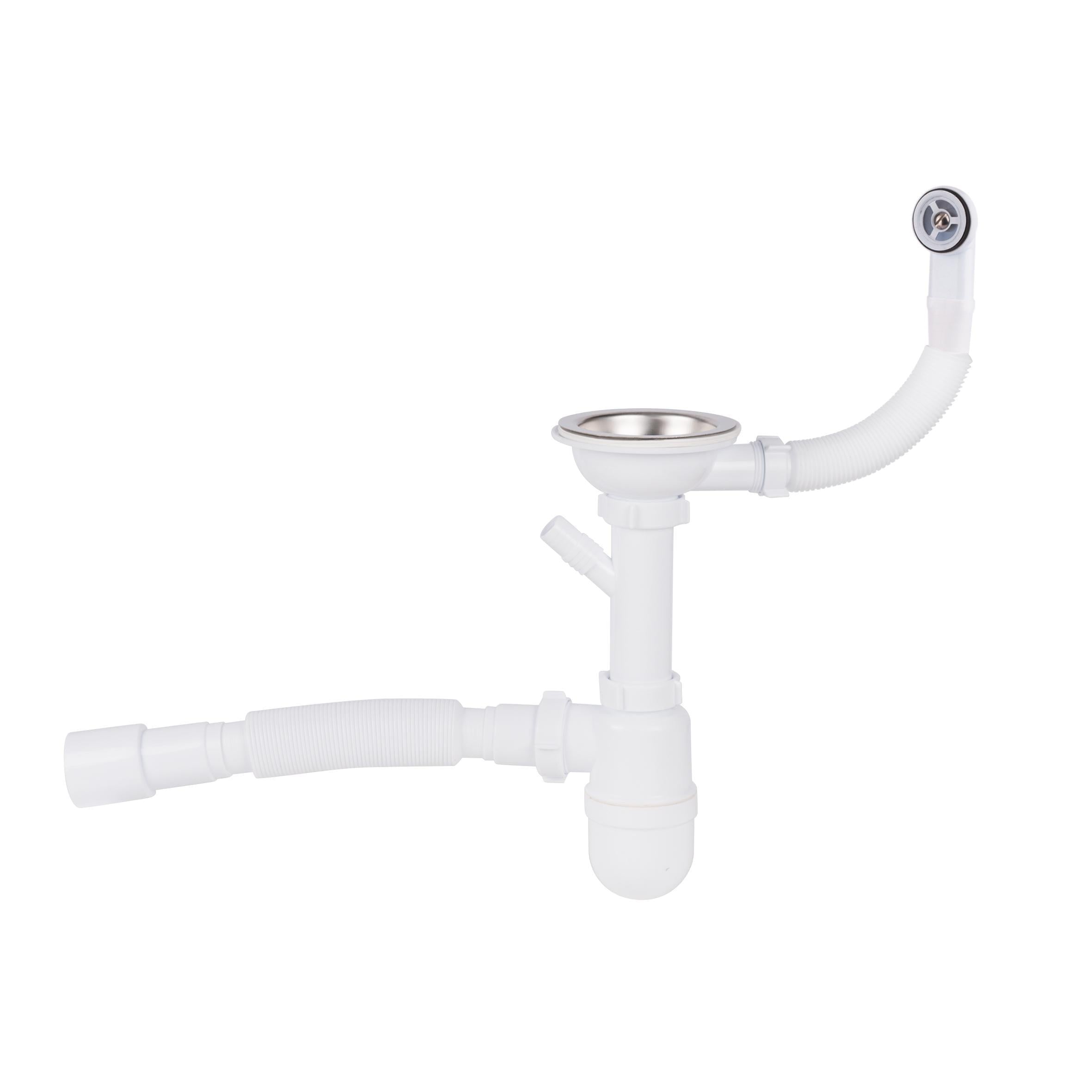 Сифон для кухонной мойки Lidz WHI 60 08 E001 01 ECO с круглым переливом выход 50 мм