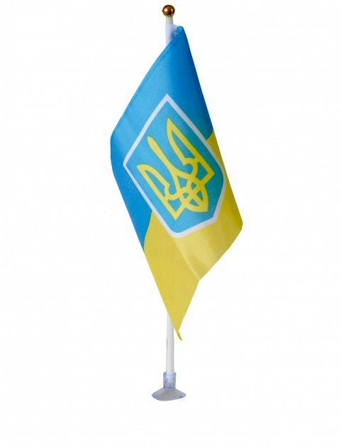 Флаг Украины с трезубцем на присоске 19х14х30 см (282097208)