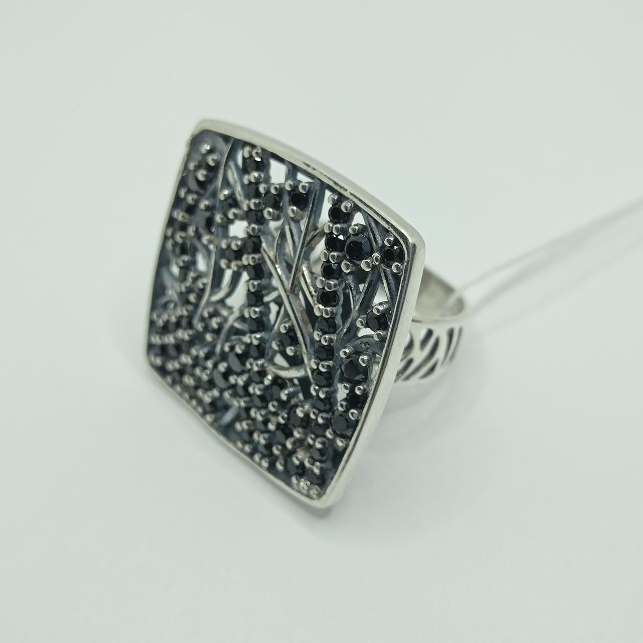 Кольцо Карамель серебро черные камни чернение 925° 10,41 г р. 18 (1482)