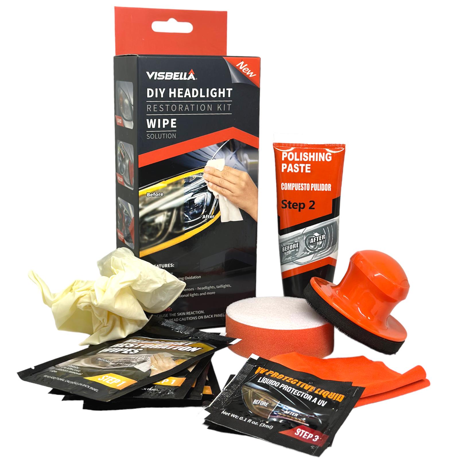 Набір для відновлення автомобільних фар VISBELLA Diy Headlight Restoration Kit Wipe Solution - фото 1