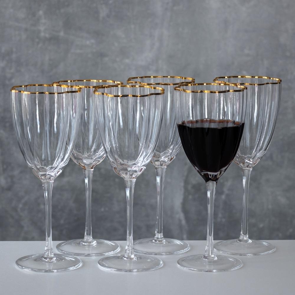 Набор бокалов стеклянных Золотые лепестки 6 шт. 330 мл (9118-002)