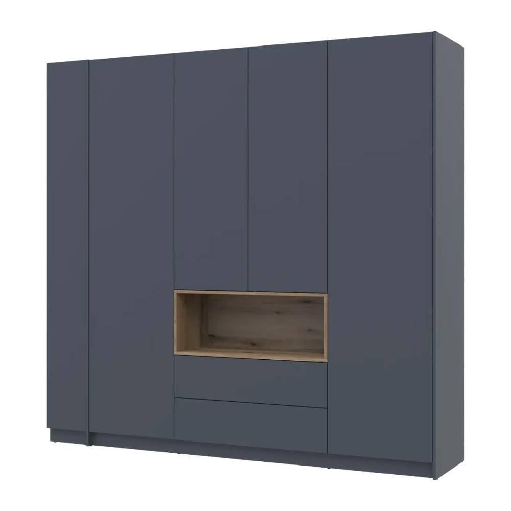 Шкаф для одежды с нишей и этажеркой Doros Дейл DRS-011727 4 ДСП 234х52х220 см Графит/Дуб Эвок (44900339)