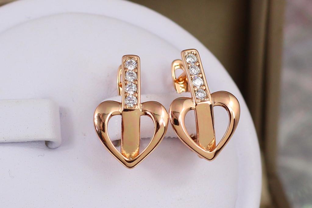 Серьги Xuping Jewelry сердечки червь 1,8 см Золотистый