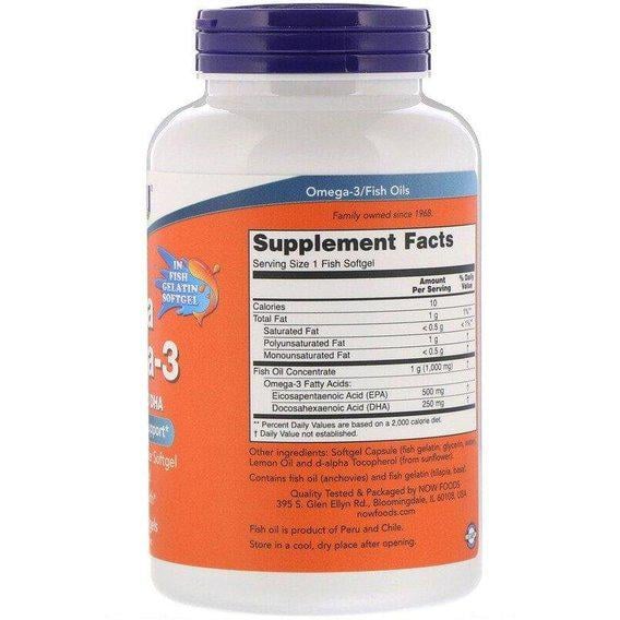 Омега 3 NOW Foods Ultra Omega 500 EPA/250 DHA 180 Fish Softgels (NF1665) - фото 2