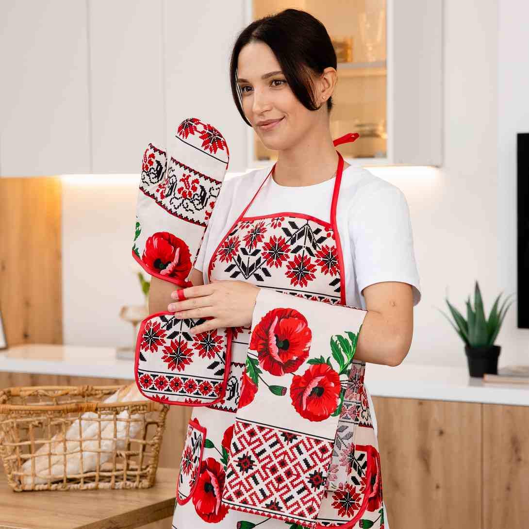 Кухонный набор хлопчатобумажный Маки 4 предмета (бмкикн)