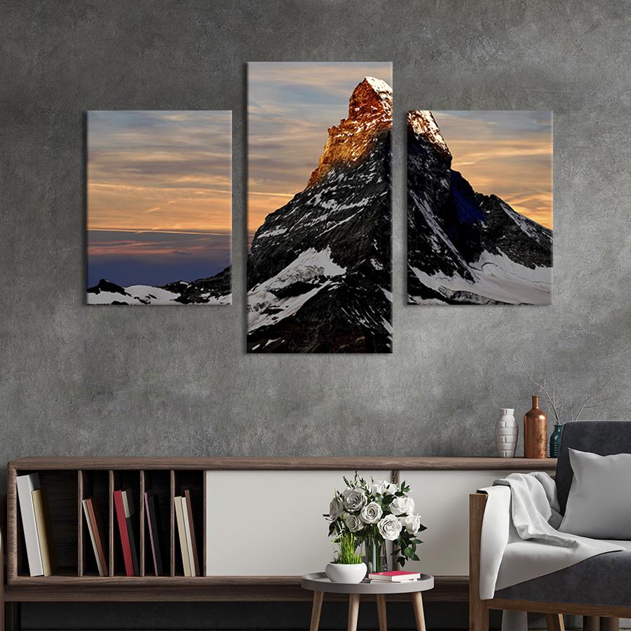 Модульная картина на холсте Триптих Высокая гора Маттерхорн 96x60 см (556-32)