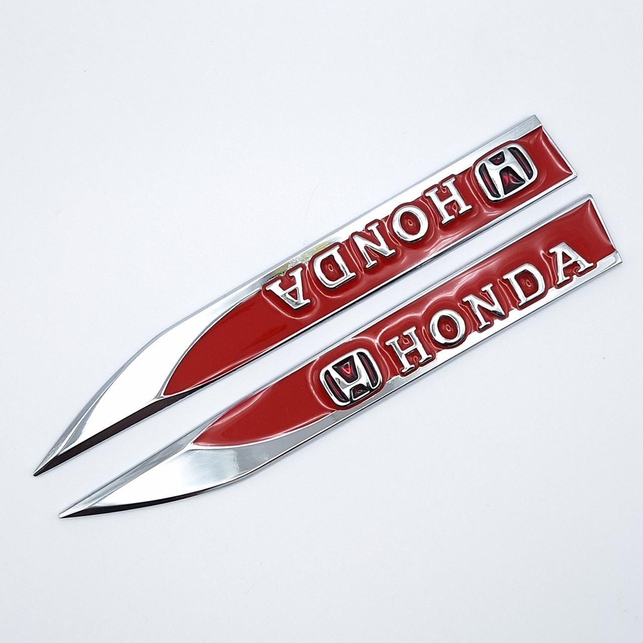 Емблема на крила Honda 15х1,8 см Хром/Червоний глянцевий (1726902870)