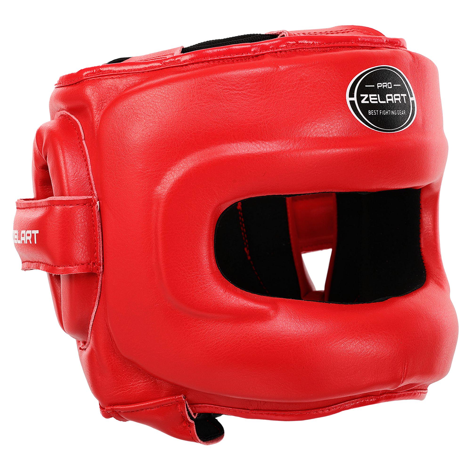 Шлем боксерский с бампером кожаный Zelart BO-3914 L Красный