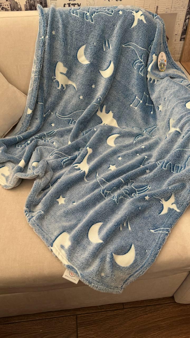 Плед микрофибровый День-Ночь 100х110 см светящийся в темноте Серый (П4К-den/nich-002)