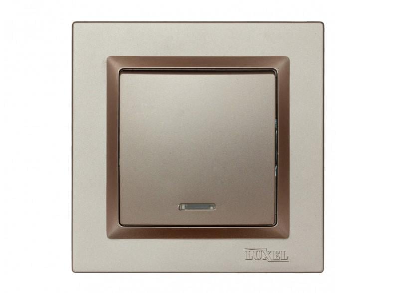 Выключатель одноклавишный Luxel JAZZ 9205+9305 с подсветкой и кремовым механизмом Терракот (27552451)