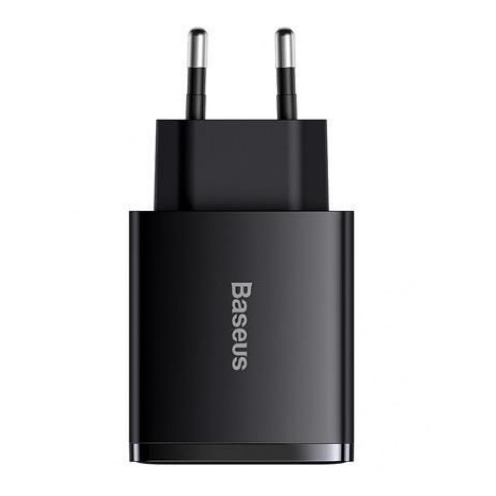 Зарядное устройство сетевое BASEUS Compact Quick Charger 30W QC/PD 1Type-C/2USB Черный (33373 black) - фото 3