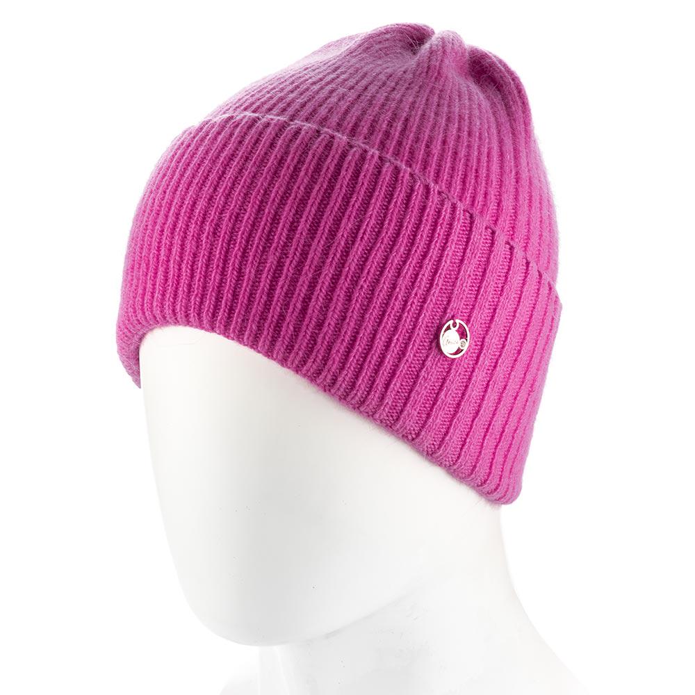 Шапка женская ангоровая прибранная Atrics WH908 одинарная без подкладки с отворотом сверху Малиновый - фото 1