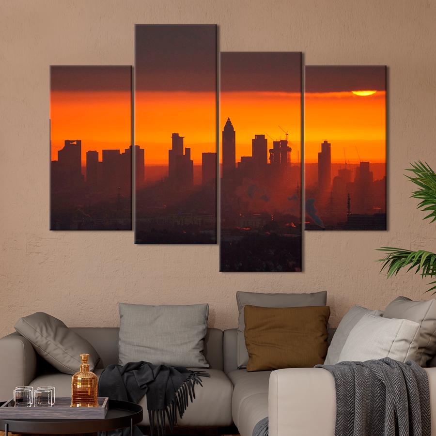 Картина город Большой город в лучах заката 149x106 см (A651-4)