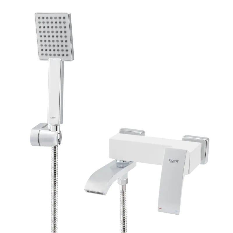 Смеситель для ванны KOER KB-41007-04 с коротким изливом хром/белый (KR5157)