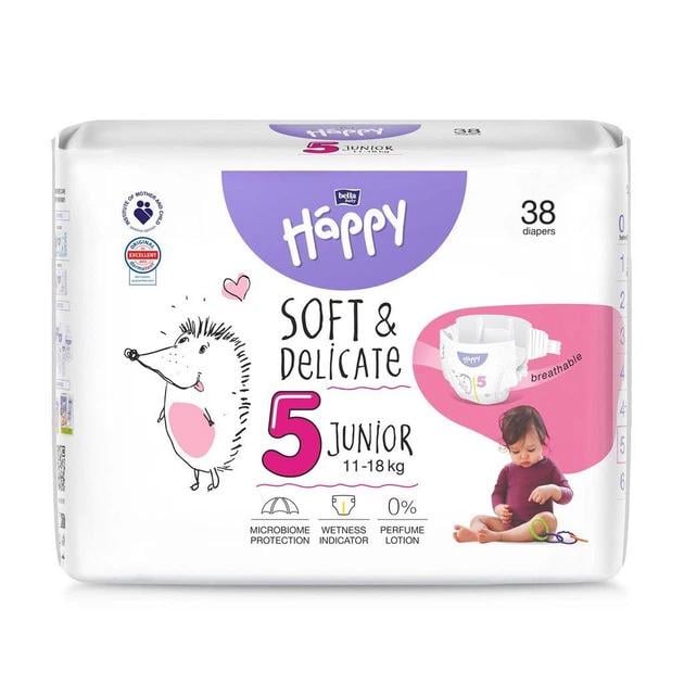 Подгузники детские Happy 5 Junior 11-18 кг 38 шт.