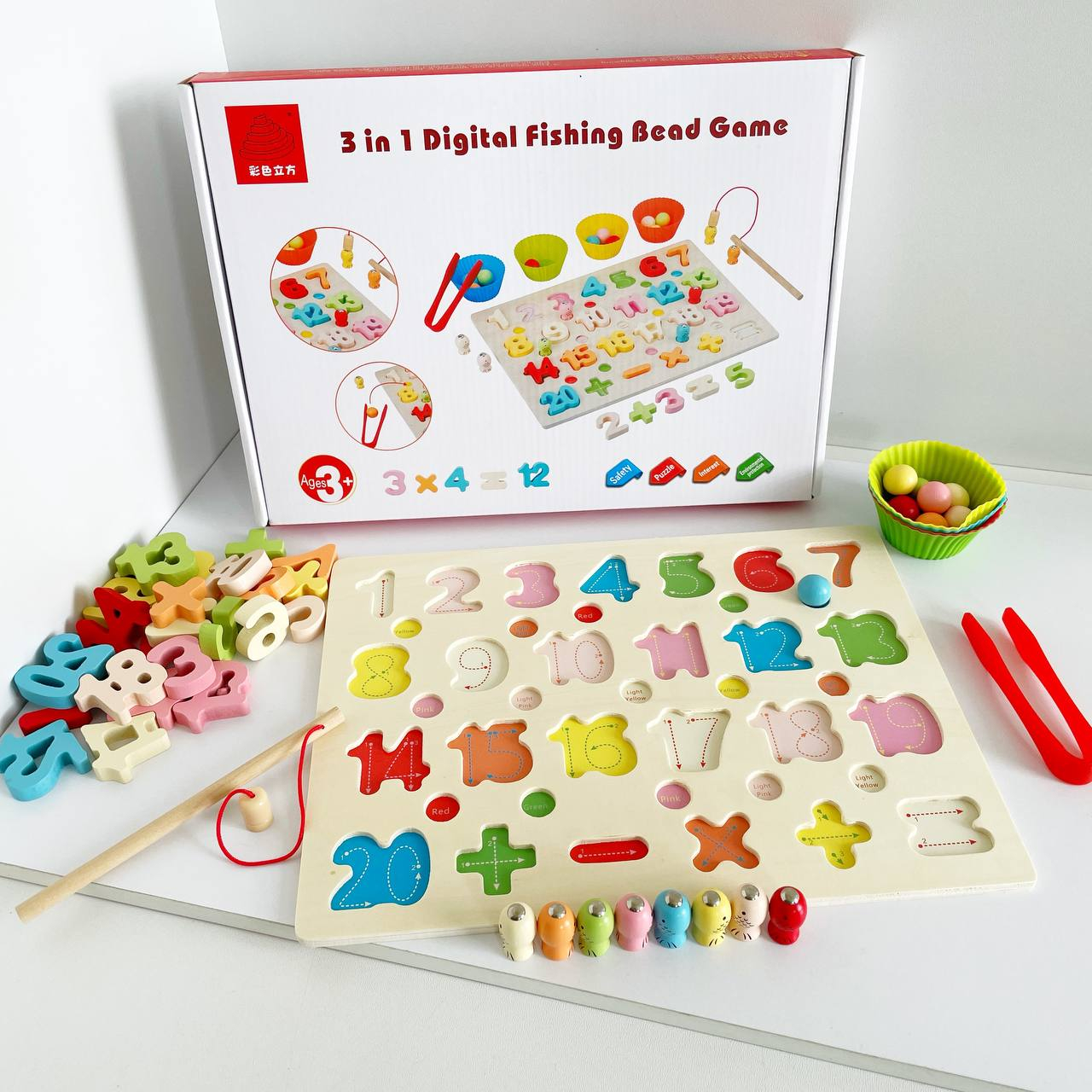 Деревянная многофункциональная доска Монтессори Fun Game MD 0826 сортер игровое поле/математические знаки/рыболов (2529436629)