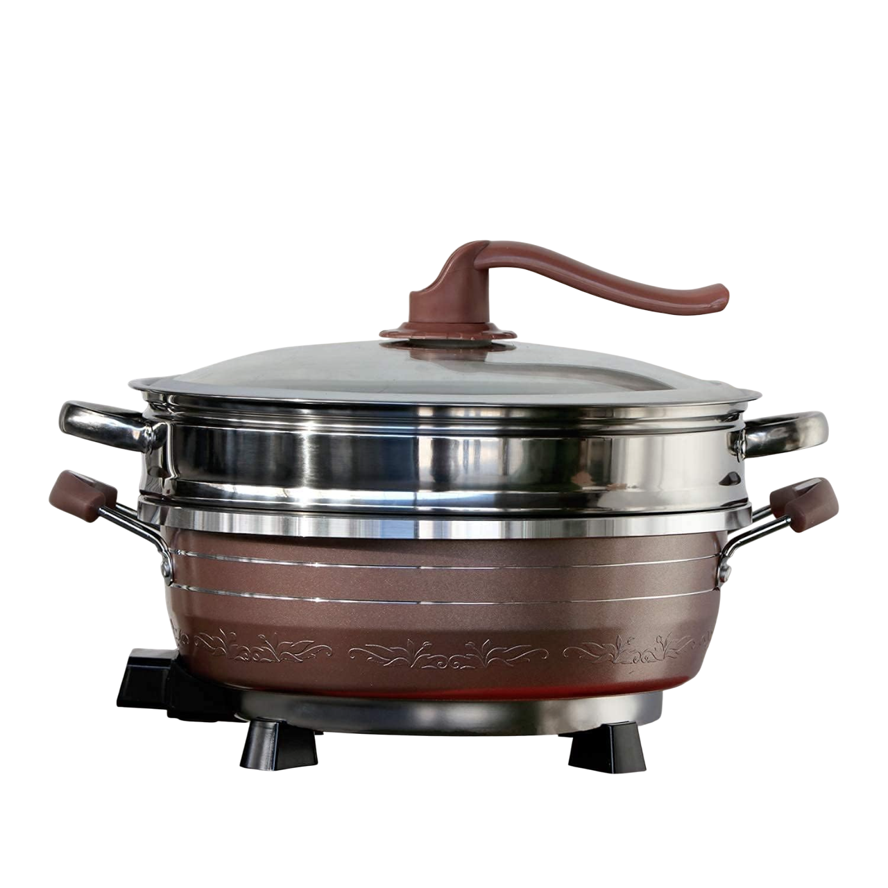 Электрокастрюля кухонная с крышкой с антипригарным покрытием (Hoffmans)