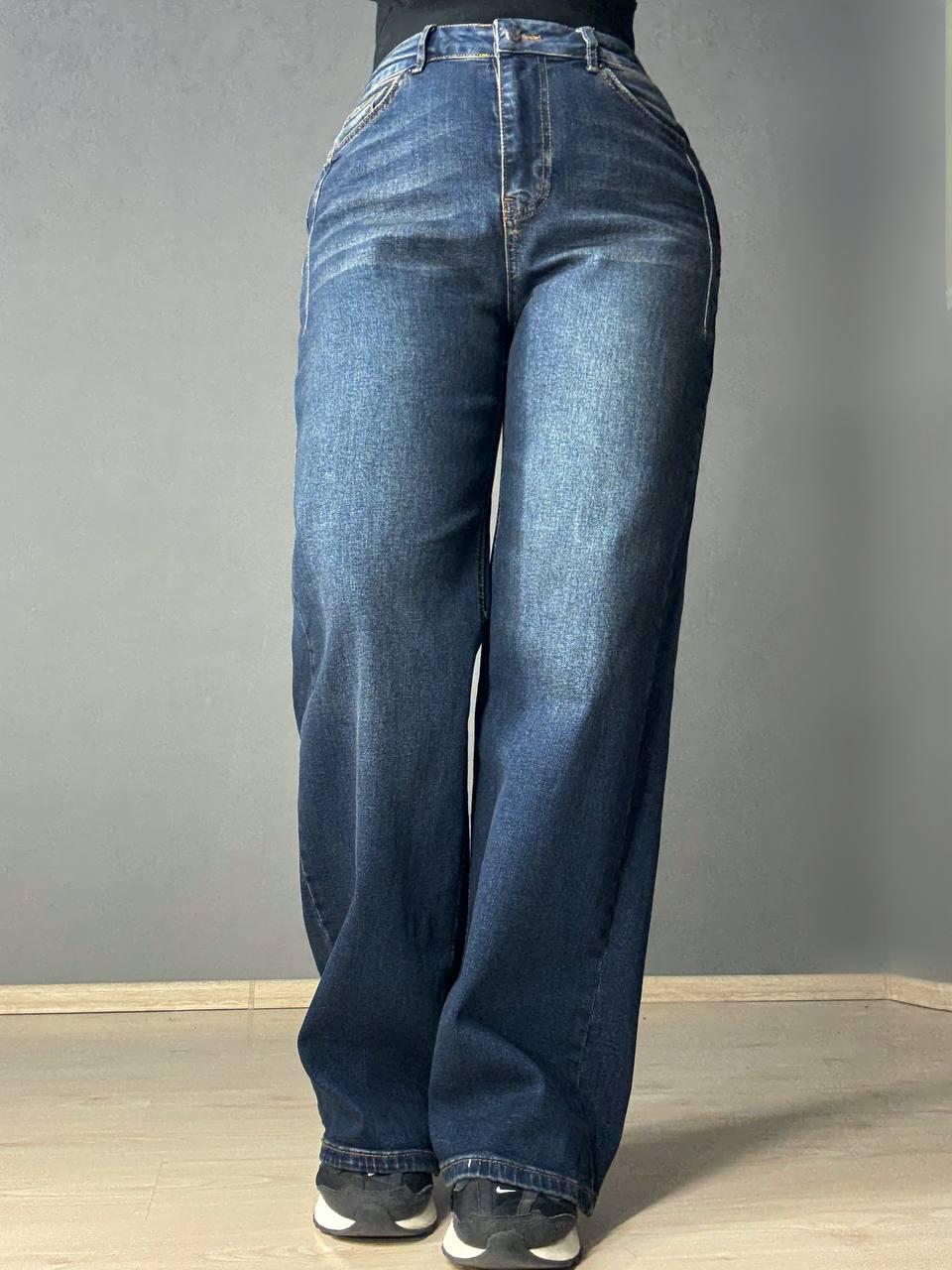 Джинси жіночі ITS Basic 2507-2 палаццо стрейчеві з виточками р. 38 Синій (5205) - фото 7