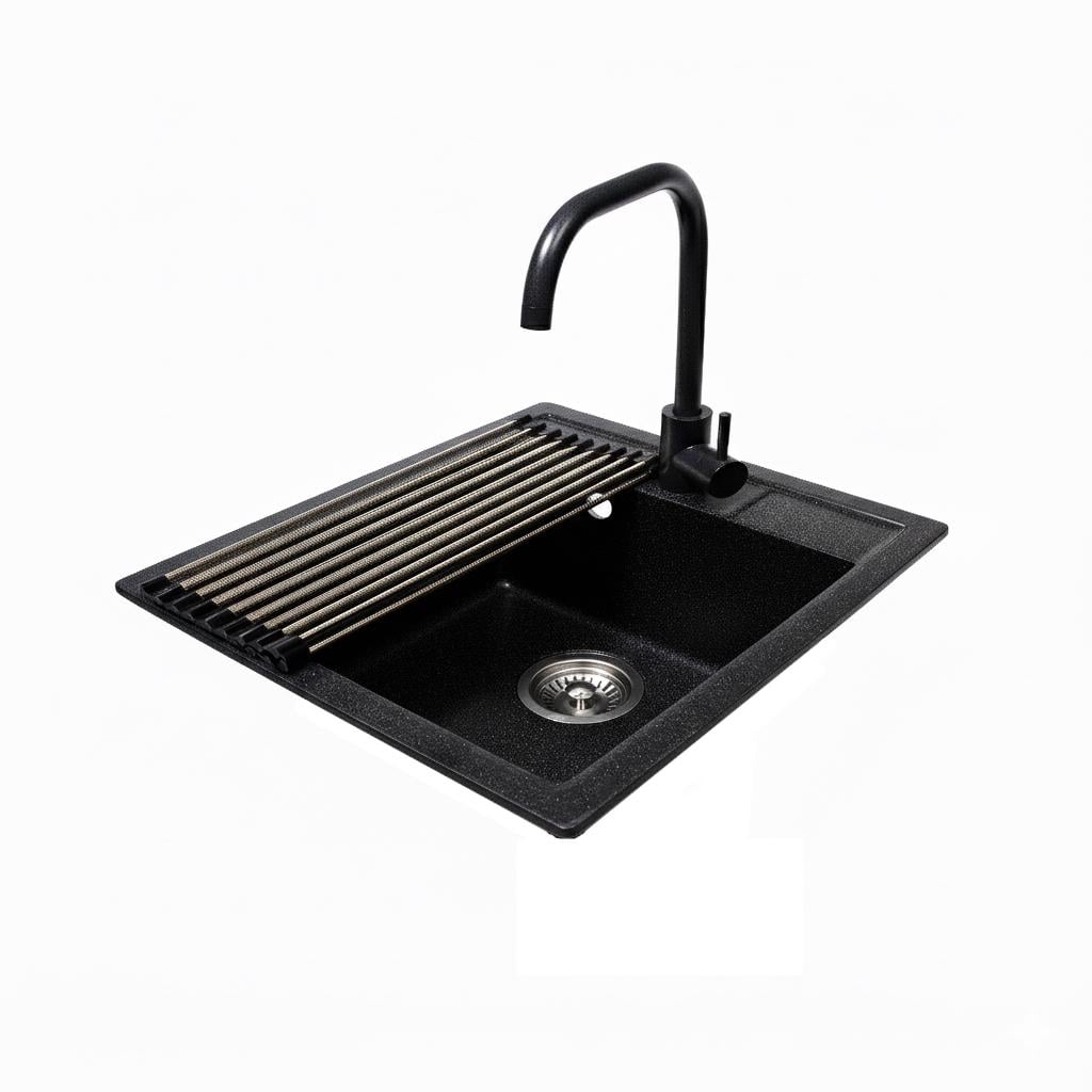 Мийка гранітна ROMZHA Adiere зі змішувачем і сушаркою B Графіт (RO20014)