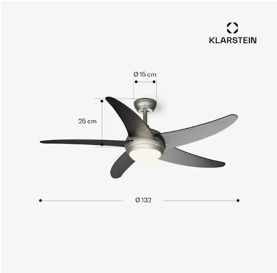 Потолочный вентилятор KLARSTEIN Bolero Smart 2в1 55 Вт 132 см (10046083) - фото 3 Потолочный вентилятор KLARSTEIN Bolero Smart 2в1 55 Вт 132 см (10046083) - фото 3