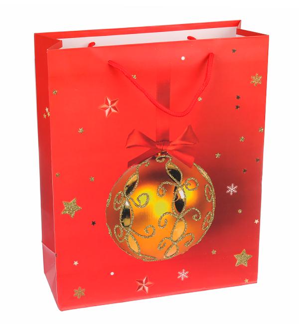 Новогодний пакет Christmas toy 18x24x85 см ламинированный картон Красный