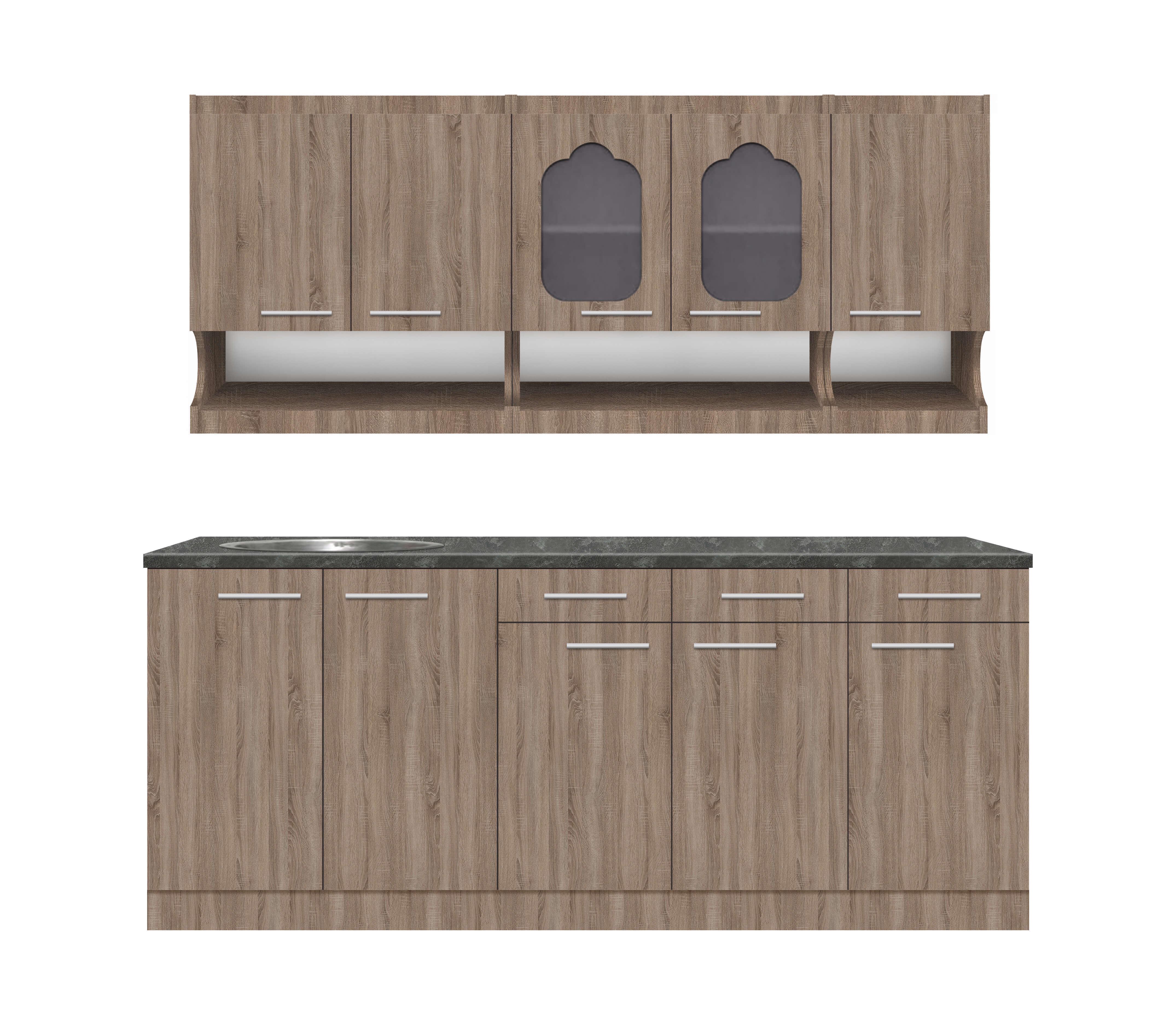 Кухня МАКСИ-МЕбель Валентина 2000 Дуб трюфель столешница Бетон черный (5102203)