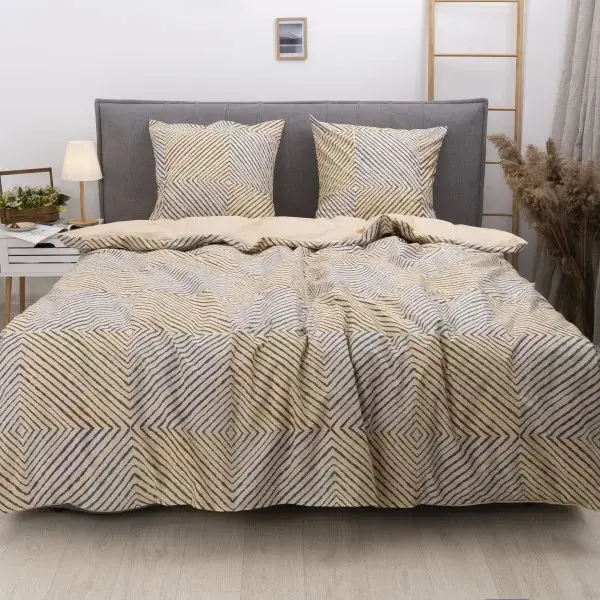 Комплект постельного белья Viluta с узором ранфорс премиум евро 220x240 см Коричневый (PB-456-A-608)