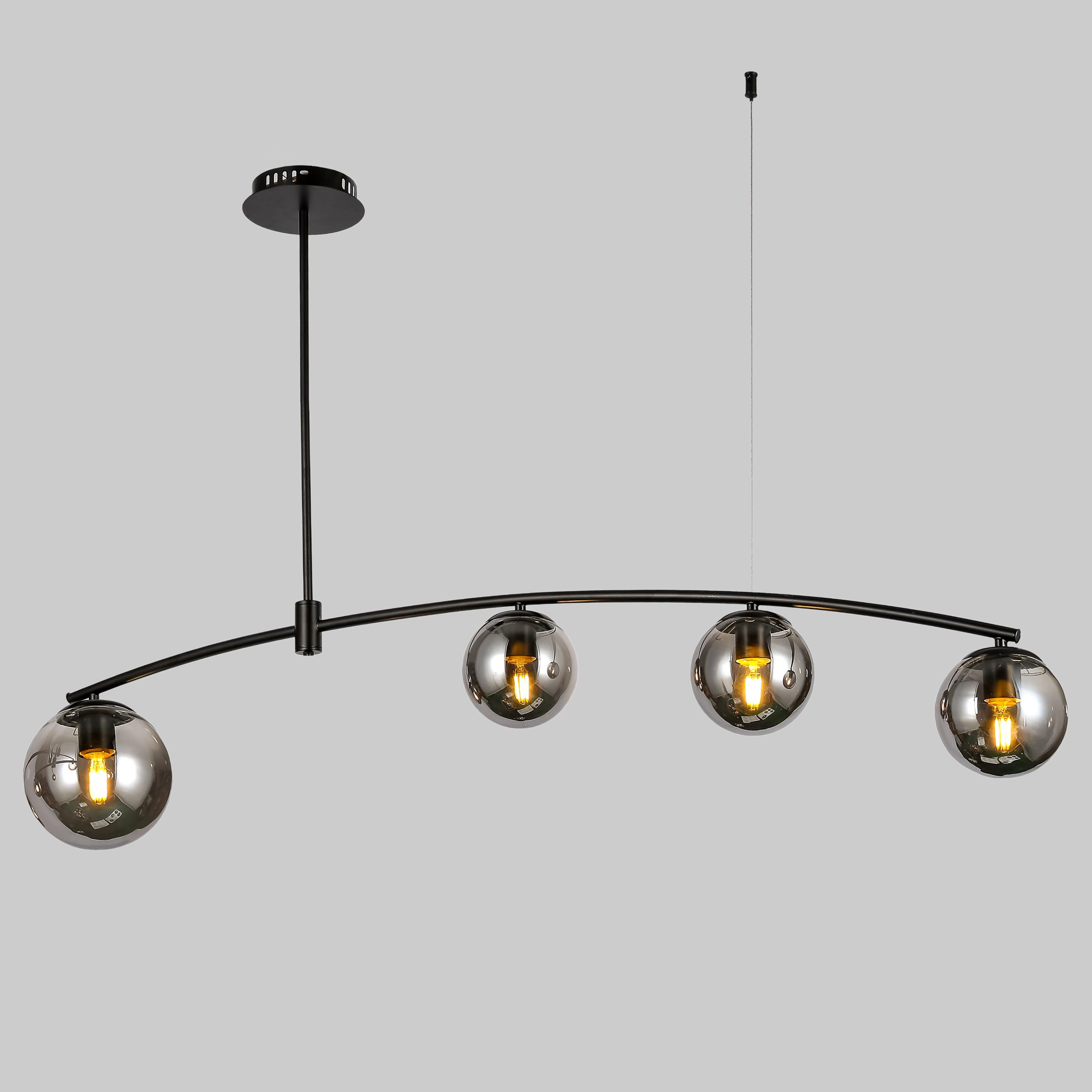 Люстра современная на 4 графитовых плафона Черный (52-9827-4 BK+BK) Люстра современная на 4 графитовых плафона Черный (52-9827-4 BK+BK)