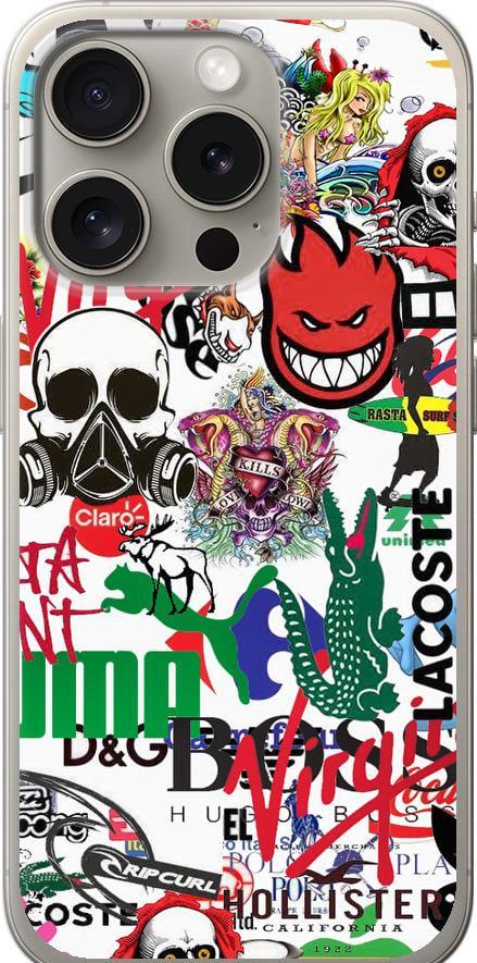 Чехол на iPhone 15 Pro Many different logos (4022u-3096-42517)