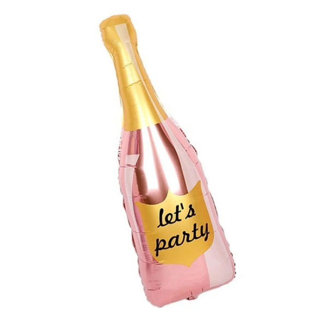 Воздушный шарик фольгированный Бутылка шампанского ''Let's party'' 1 м Розовый (73)