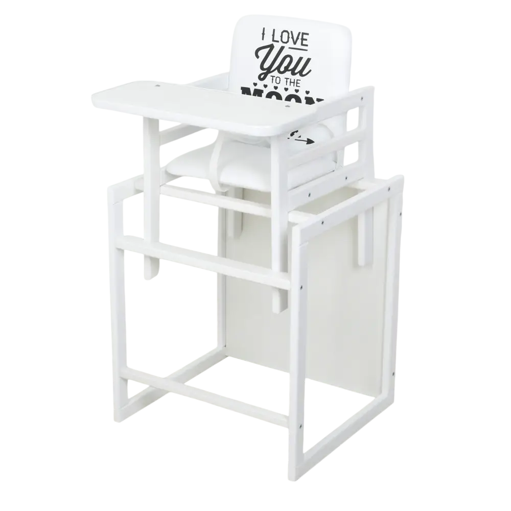 Стільчик-трансформер дитячий для годування Ommi Color дерев'яний з м'якою оббивкою 87х52х48 см Білий (150-7-Color Білий)