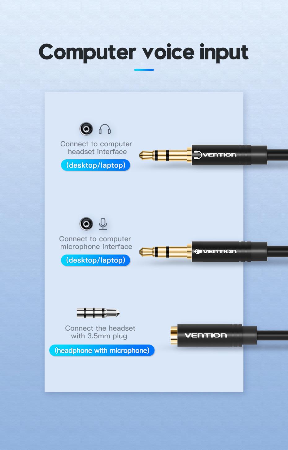 Переходник Vention 2х3.5 мм minijack-3.5 мм/minijack AUX 4-пиновый TRRS 0,6 м Черный (BBUBAB) - фото 8