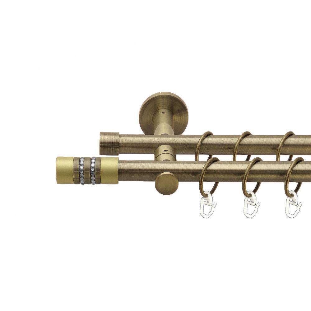 Карниз Orvit Енігма металевий дворядний реверсивний гладка труба кільце металеве 19/19 мм 300 см Антик (00-00013355)